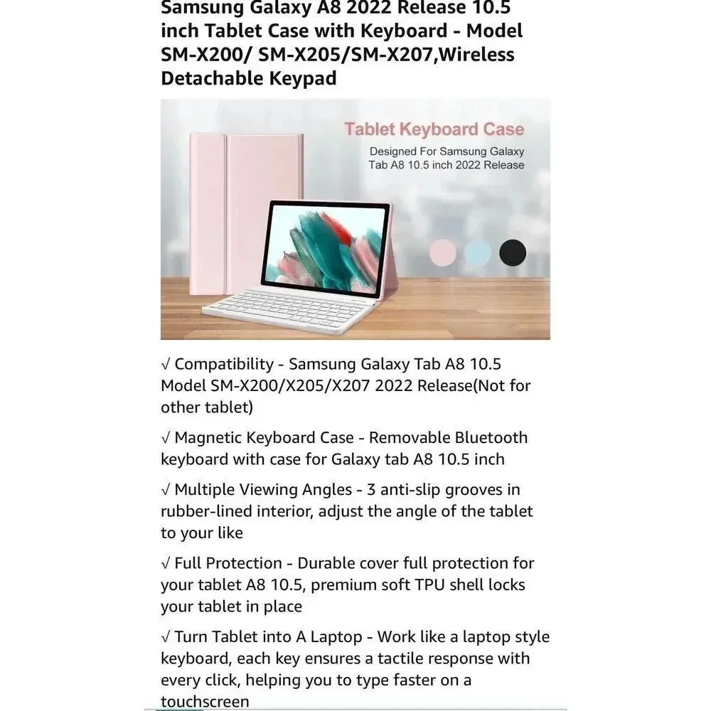 Wireless Keyboard Case for Samsung Galaxy A8‎ 10.5 Inch Model SM-X200 X205 X207